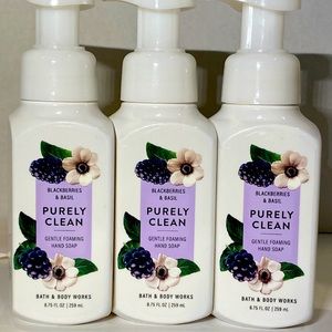 Bath Body Purely Clean Blackberries Basil Soap x3